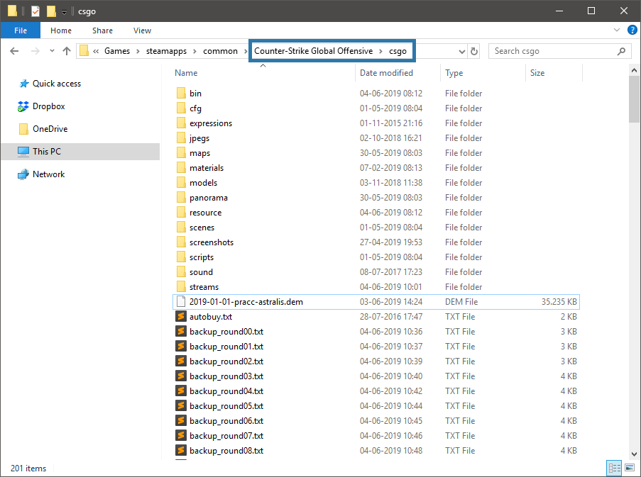 Navigate to csgo folder