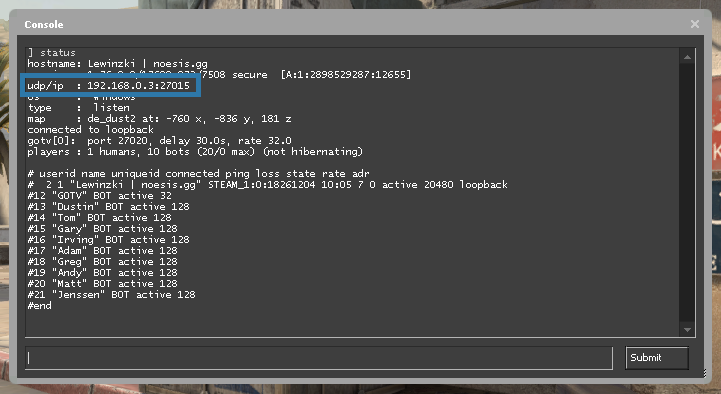 Typing status in the console